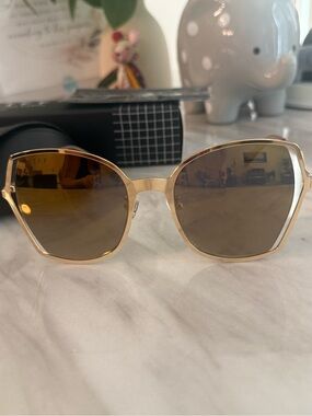 NWT Diff Eyewear Donna III Gold Frame Brown Lens Women's Sunglasses